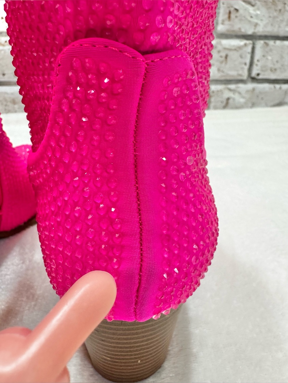 Cathy Din Dolly Neon Hot Pink Rhinestone Cowgirl Glam Ankle Booties Size 7 - Picture 12 of 16